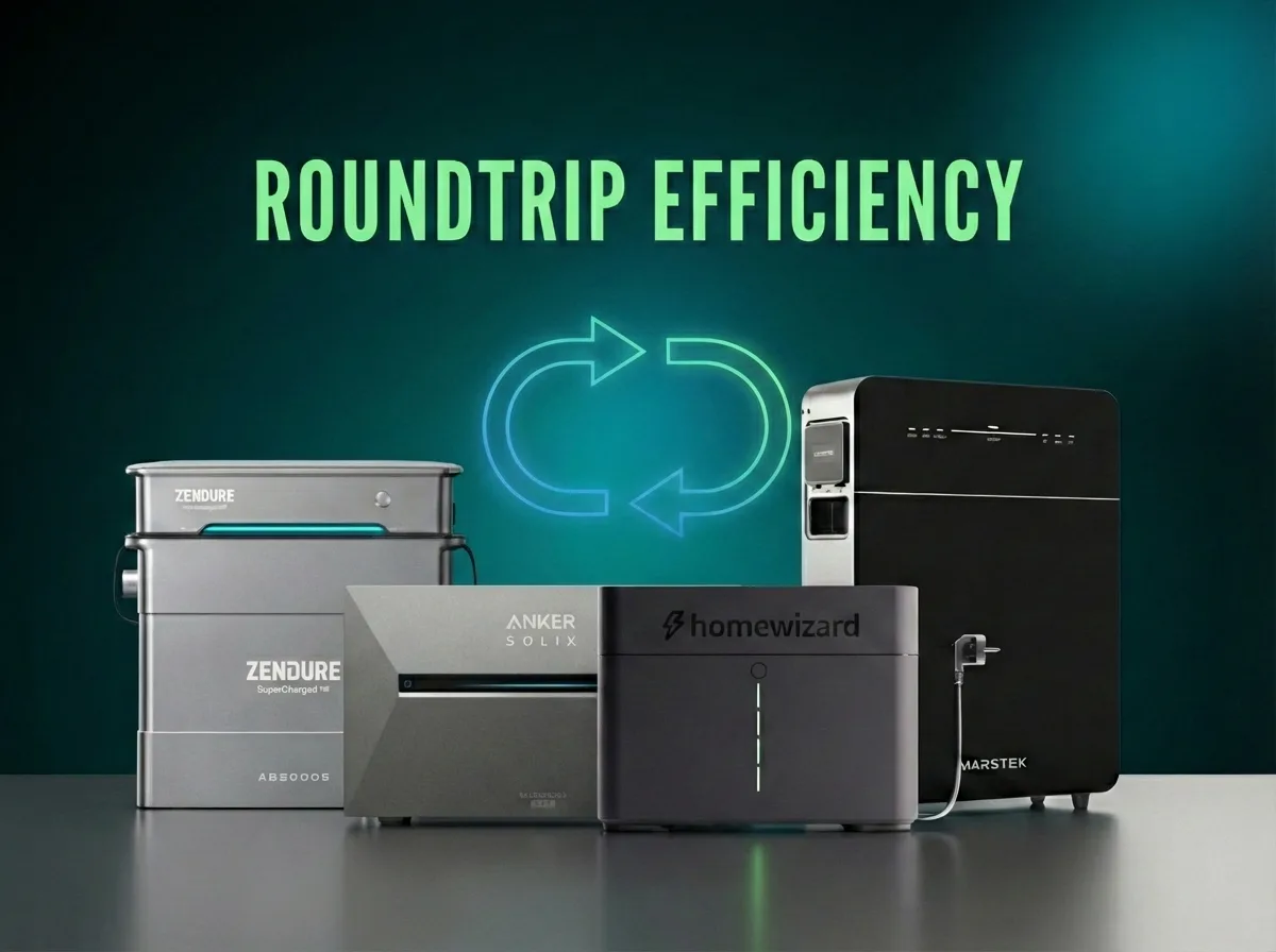 Wat is roundtrip efficiency bij plug-in thuisbatterijen?